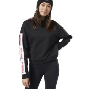 Reebok Training Essentials Logo Crew Sweatshirt Damen - Schwarz - DE 356-WYD